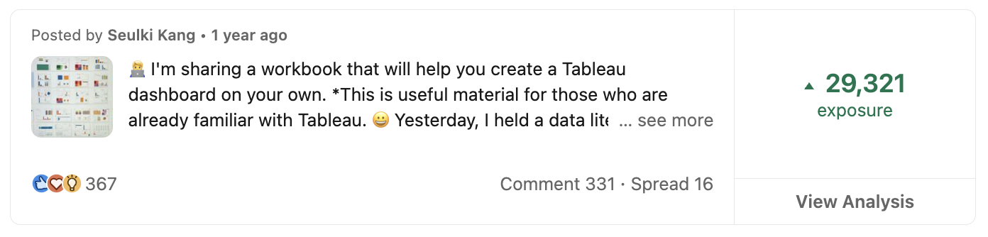 Tableau LinkedIn Post